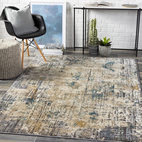 17 Stories Aleksander Abstract Brown/Blue Area Rug Wayfair